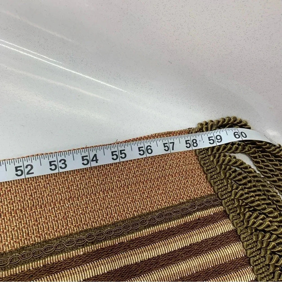 Chriss Madden Table Runner Brocade Braided Tassel Fringe Green Brown 13 X 58" - Picture 12 of 12
